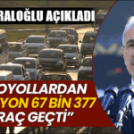 Bayramda otoyollardan 21 milyon 67 bin 377 araç geçti