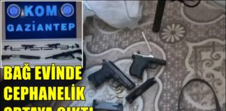 Gaziantep’te bağ evine operasyon: Silahların bazıları toprağa gömülü halde bulundu!