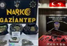 Gaziantep’te çifte operasyon! Marul poşetlerinden 22 kilo skunk, evlerden cephanelik çıktı: 7 gözaltı