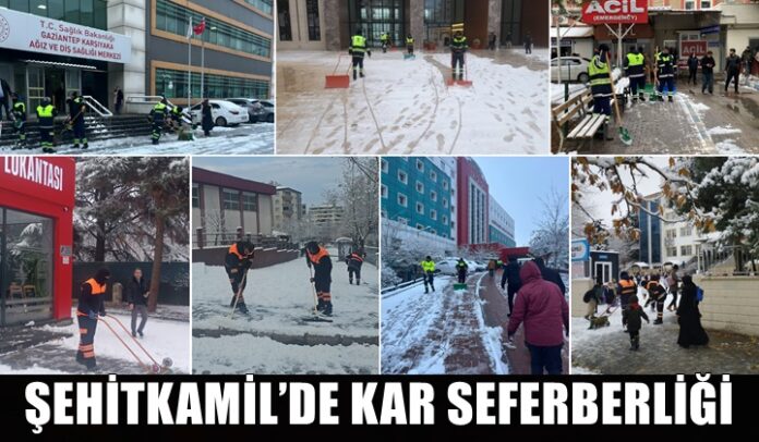 Gaziantep beyaza büründü: Şehitkâmil'de kar ve buzlanmaya karşı kesintisiz mücadele