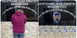 Gaziantep’te 80 litre sahte alkol ele geçirildi, 1 kişi gözaltına alındı