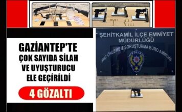 Gaziantep’te 4 kişi çok sayıda silah ve uyuşturucuyla yakalandı!