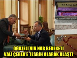 Oğuzeli Belediye Başkanı Öztekin’den Gaziantep Valisi Çeber’e zarif hediye