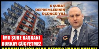 İMO Gaziantep Şube Başkanı Güçyetmez: Deprem ülkemiz için beka sorunudur