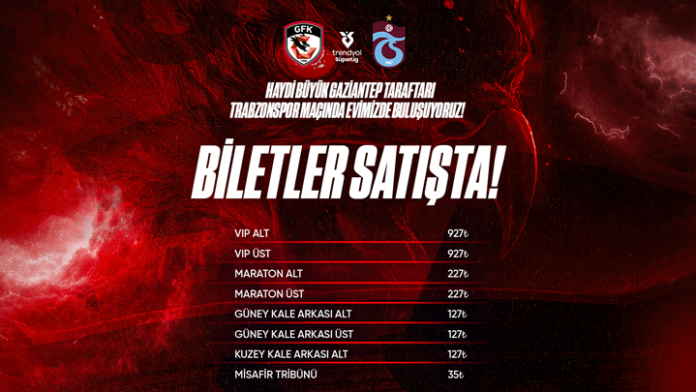 Fiyatlar belli oldu! Gaziantep FK-Trabzonspor maçı biletleri satışa çıktı!