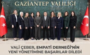 Vali Çeber, Gaziantep Empati Derneği’nin yeni yönetimini kabul etti