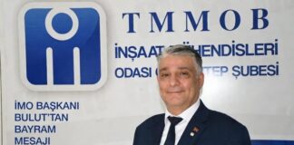 İMO Gaziantep Şube Başkanı Bulut: “Savaşsız bir dünya özlemi ile Ramazan Bayramı’nı kutluyoruz”