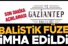 Gaziantep Valiliğinden “füze” açıklaması: Can kaybı, yaralanma ya da hasar yok
