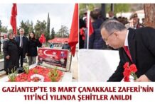 Çanakkale Zaferi’nin 111’inci yılında Gaziantep’te şehitler anıldı