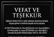 VEFAT VE TEŞEKKÜR