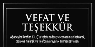 VEFAT VE TEŞEKKÜR