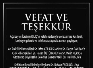 VEFAT VE TEŞEKKÜR