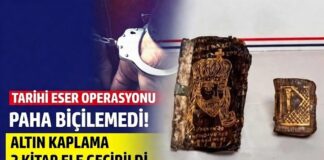 Paha biçilemedi! Gaziantep’te tarihi eser niteliğinde altın yazmalı 2 kitap ele geçirildi