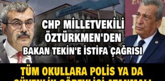 CHP Gaziantep Milletvekili Öztürkmen’den Bakan Tekin’e istifa çağrısı