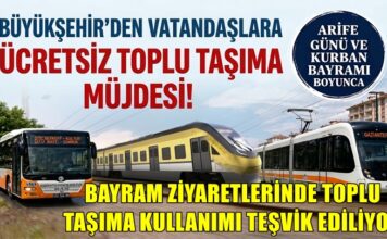 Arife Günü ve Kurban Bayramı’nda Gaziantep’te toplu taşıma bedava!