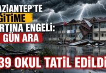 Eğitime fırtına engeli: Gaziantep’te 39 okul tatil edildi