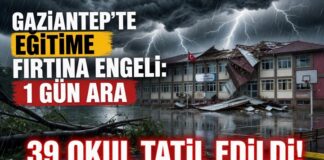 Eğitime fırtına engeli: Gaziantep’te 39 okul tatil edildi