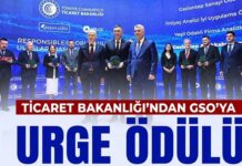 Ticaret Bakanlığı’ndan Gaziantep Sanayi Odası’na UR-GE ödülü