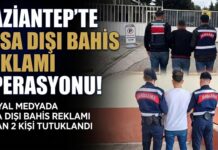 Yasadışı bahis reklamına Gaziantep’te 2 tutuklama!