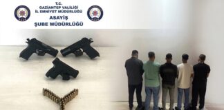 Gaziantep’te 3 tabanca ele geçirildi, 5 kişi gözaltında!