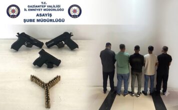 Gaziantep’te 3 tabanca ele geçirildi, 5 kişi gözaltında!