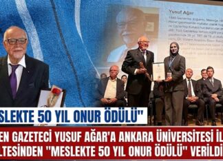 Gaziantepli duayen gazeteci Yusuf Ağar’a “Meslekte 50 Yıl Onur Ödülü” verildi