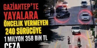 Kameralar kaydetti! Gaziantep’te yayalara yol vermeyen 240 sürücüye ceza