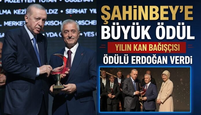 Kan bağışında Gaziantep'i zirveye taşıyan Tahmazoğlu'na Cumhurbaşkanı Erdoğan'dan ödül