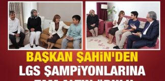 Başkan Şahin, Gaziantep’in LGS şampiyonlarını evlerinde ziyaret ederek tam altınla ödüllendirdi
