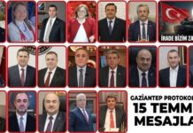Gaziantep protokolünden 15 Temmuz mesajları