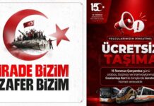 15 Temmuz’da Gaziantep Büyükşehir’in ulaşım hizmetleri ücretsiz olacak