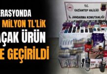 Jandarmadan operasyon! Gaziantep’te 2,8 milyon TL’lik kaçak ürün ele geçirildi