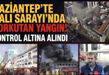 Gaziantep’te korkutan yangın! Halı Sarayı’nın çatısı yandı