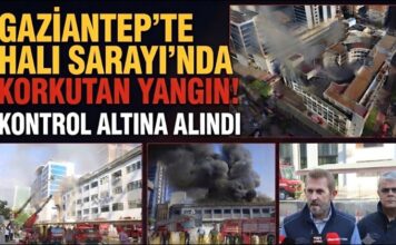 Gaziantep’te korkutan yangın! Halı Sarayı’nın çatısı yandı