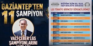 Vali Çeber, Gaziantep’in LGS şampiyonlarını kutladı