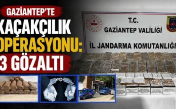 Gaziantep’te kaçakçılık operasyonunda 3 şüpheli gözaltına alındı