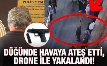 Gaziantep’te düğünde havaya ateş açan maganda drone ile yakalandı!