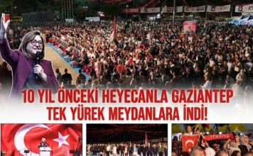 Gaziantep’te 15 Temmuz Demokrasi ve Milli Birlik Günü anma etkinliğine binlerce kişi katıldı