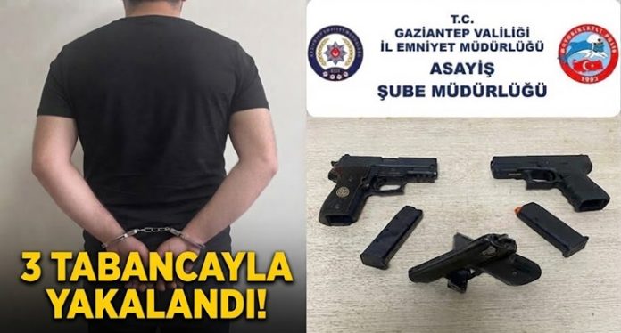 Gaziantep'te polisin şüphe üzerine durdurduğu kişide 3 tabanca ele geçirildi