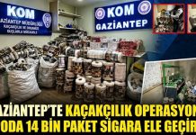 Gaziantep’te 14 bin paket kaçak sigara ele geçirildi