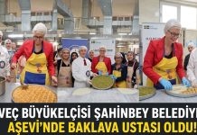 İsveç Büyükelçisi Funered, Gaziantep’te baklava açtı, şerbet döktü!