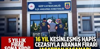 Kesinleşmiş 16 yıl cezayla aranan firari Gaziantep’te yakalandı
